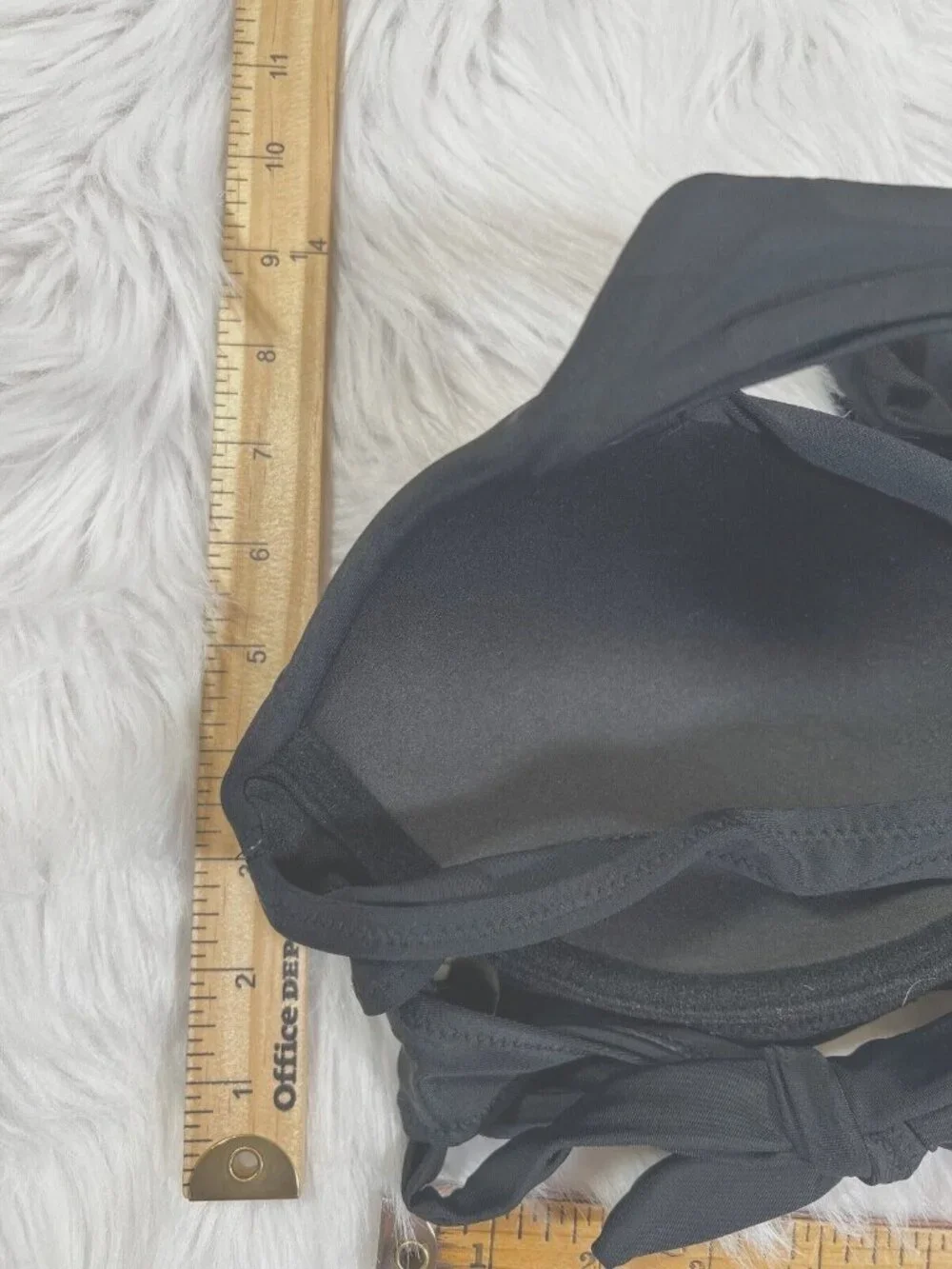 Womens Bikini Top Black Large/D Halter Strappy Underwire Padded Cut Out Solid - Picture 5 of 6